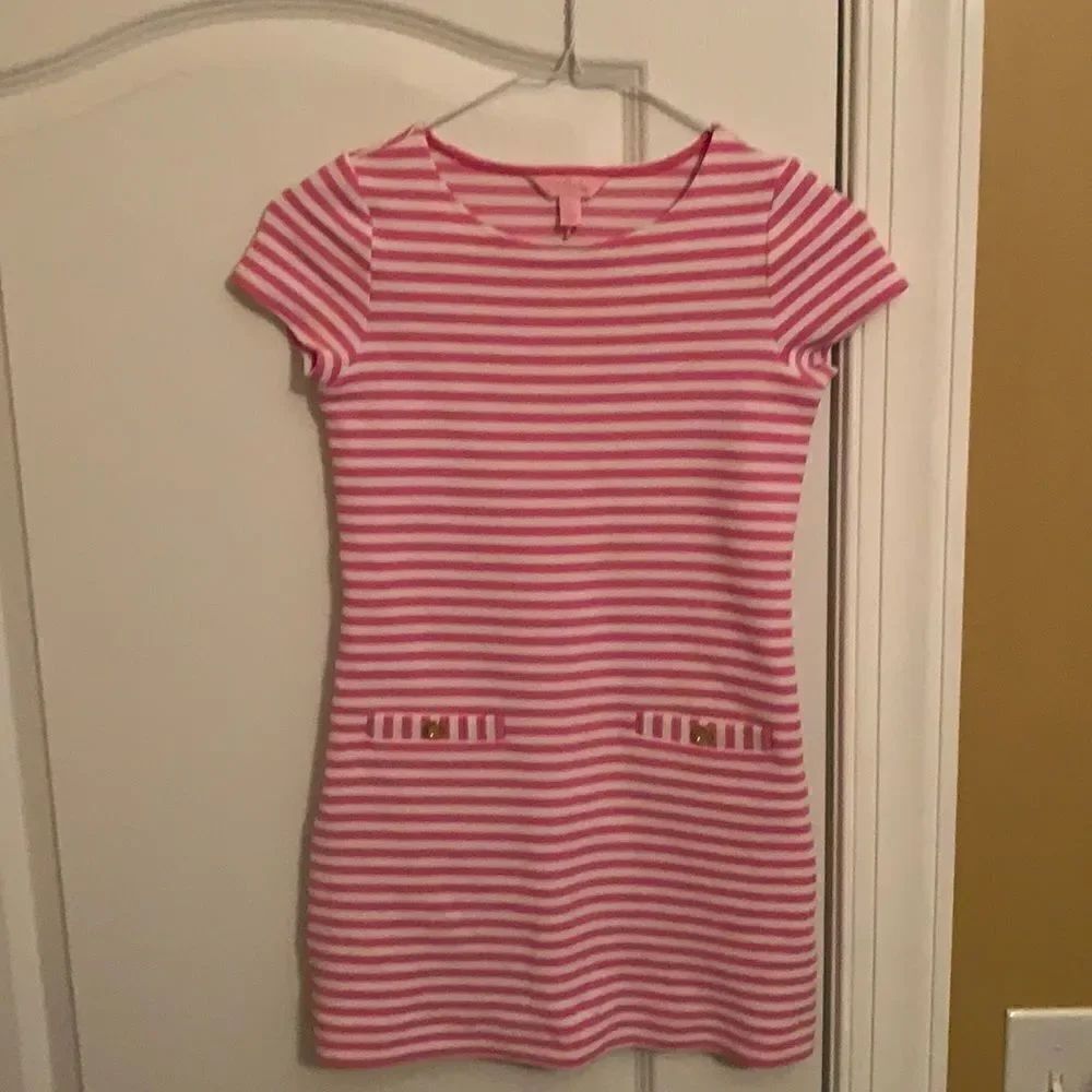 Girls Lilly Pulitzer pink striped dress size Large